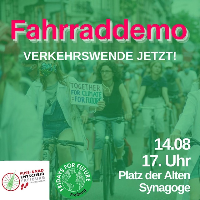 Fahrraddemo Fuss- & Radentscheid Freiburg